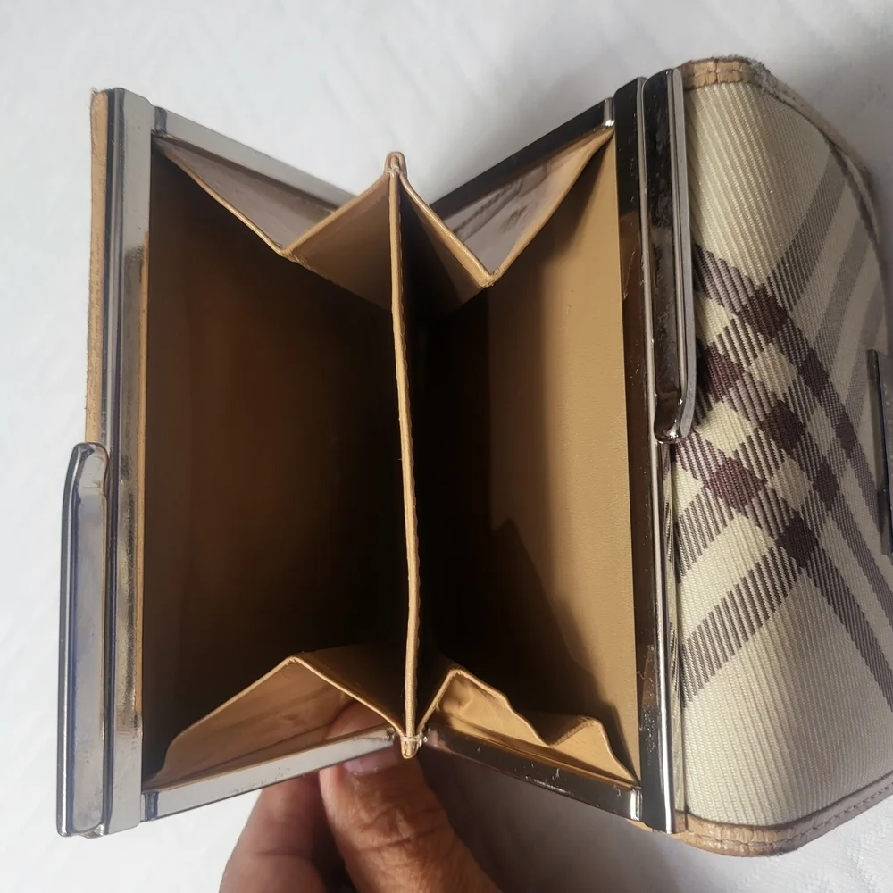 Burberry Beige and Brown Check Wallet - Picture 6 of 9